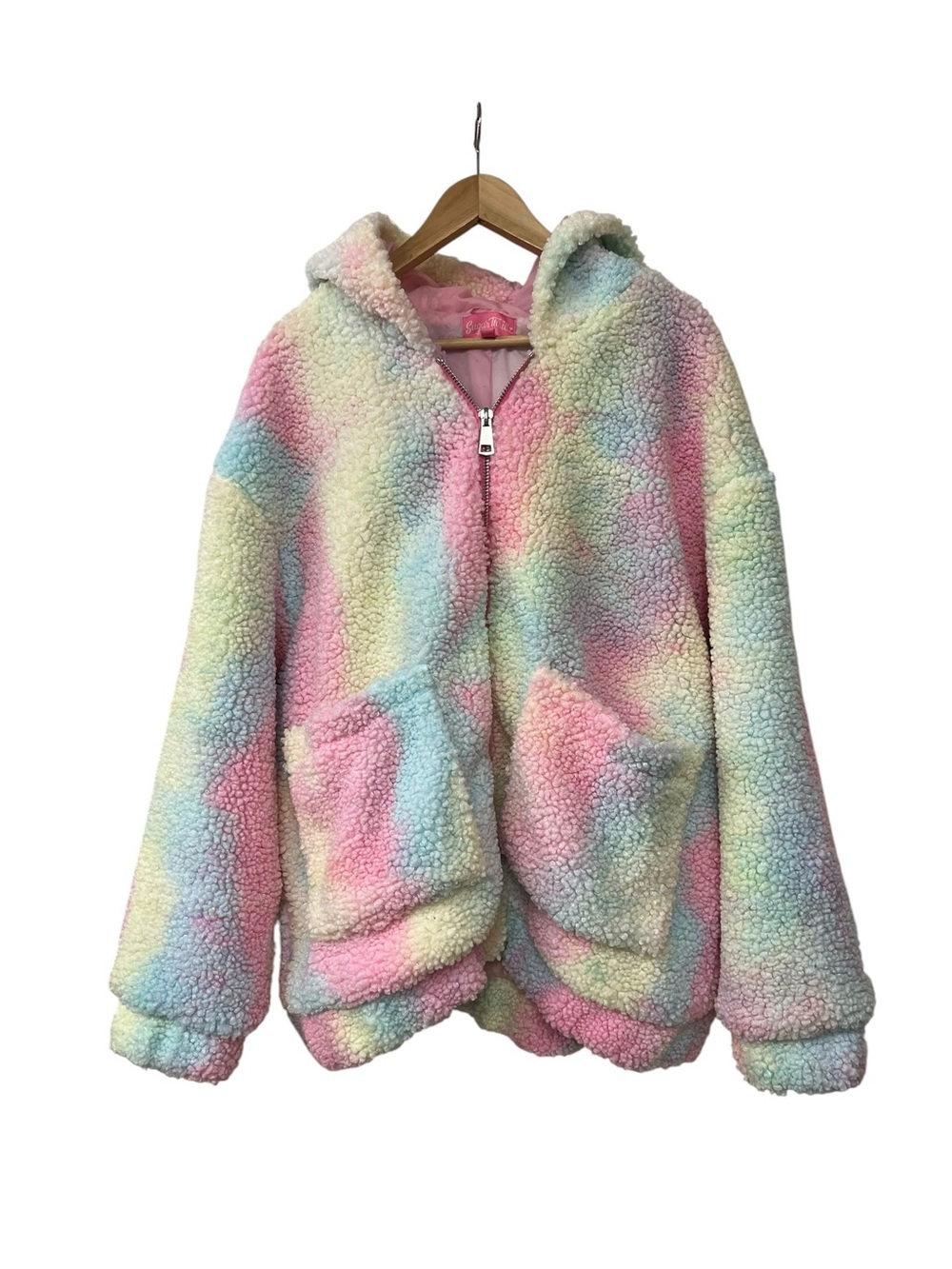 Tie Dye Coat Sherpa Rainbow Multi Color Sugar Thrillz XL